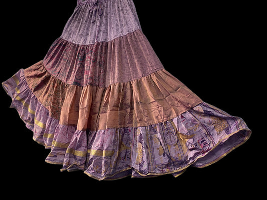 Silk Skirt, Full Circle, Purple Lavender Glow Skirt - 25 ft, ATS, Cosplay, Steampunk Boho Belly Dancing ONE SIZE