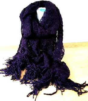 Boho hippy PURPLE crotchet LARGE soft LETTUCE OF LONDON shawl wrap pashmina gift