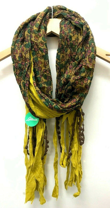 Boho hippy retro OCRE YELLOW floral LETTUCE OF LONDON scarf wrap pashmina gift