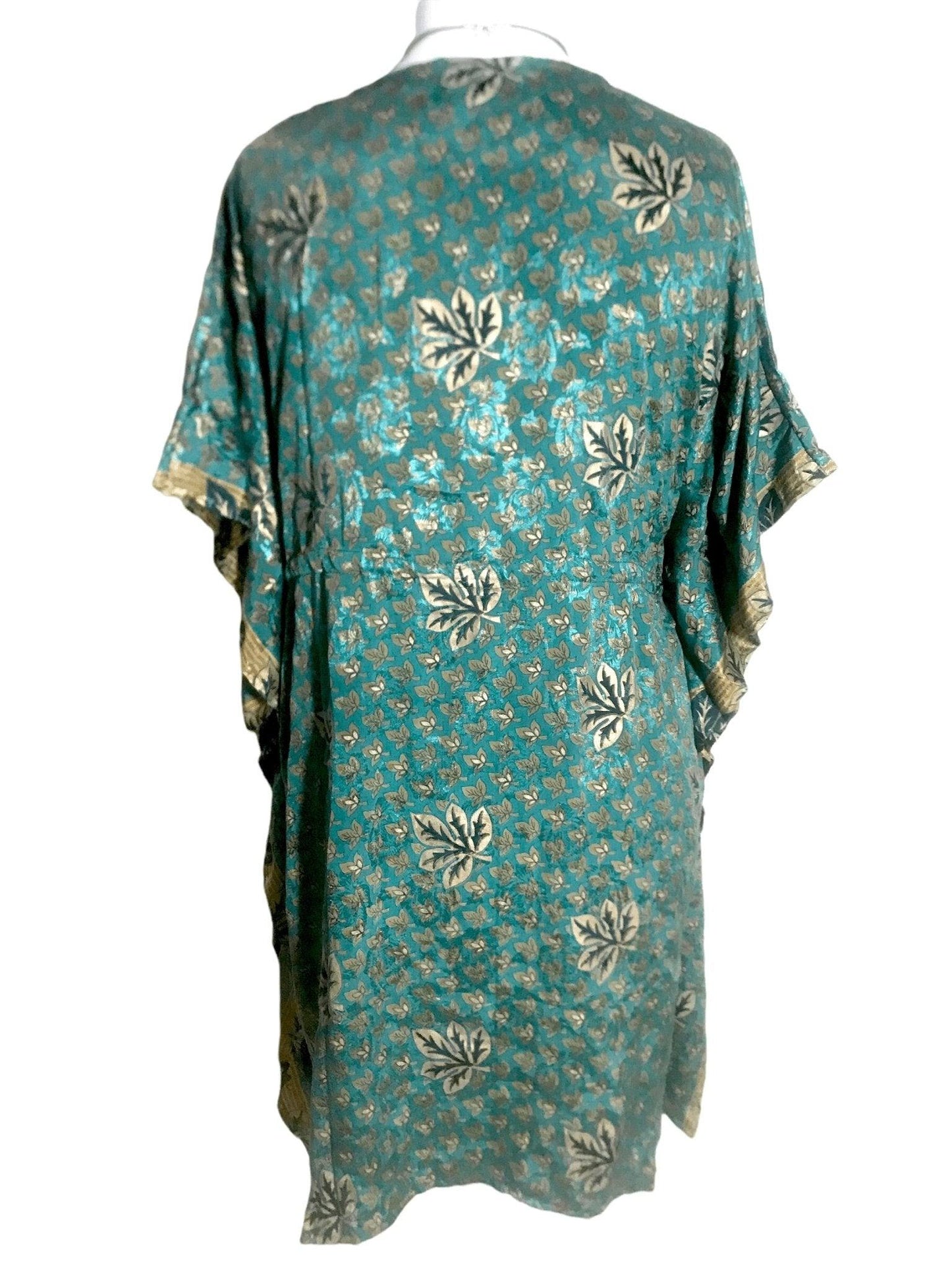 Boho hippy, festival Sari Silk Long Tunic, Kaftan Top Cover up dress UK 8 - 18