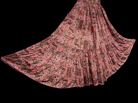 Long Skirt SILK maxi pretty PINK Festival boho hippie gypsy  One Size 8-18