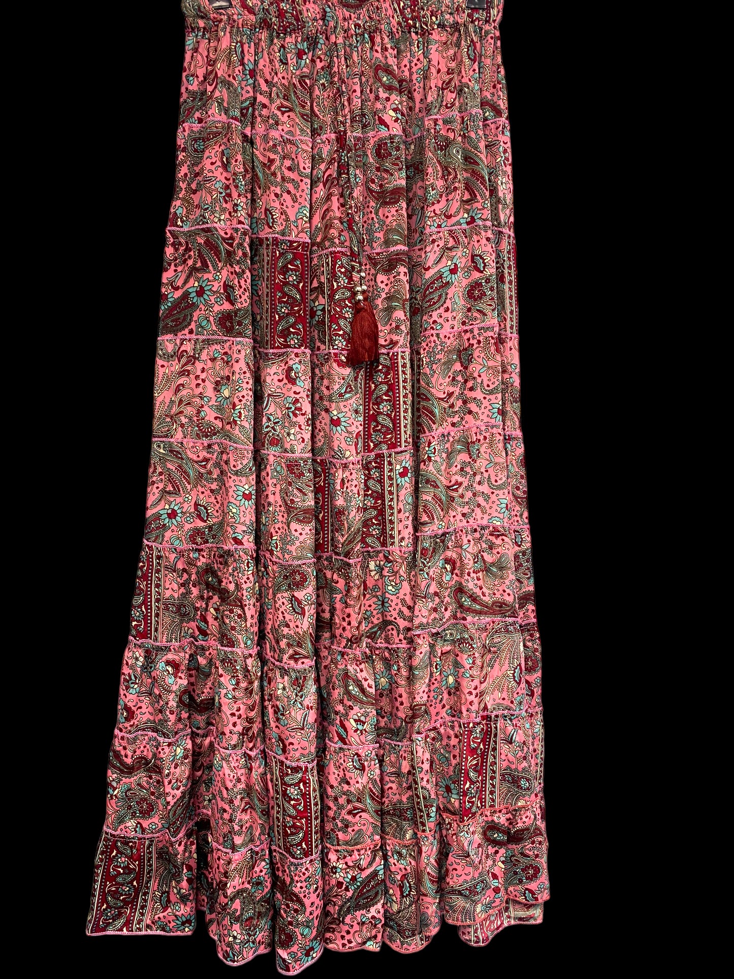 Long Skirt SILK maxi pretty PINK Festival boho hippie gypsy  One Size 8-18