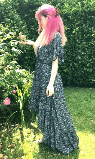 Festival Stall LTD Boho festival Clothing Floral Boho SILK maxi dress | Asymmetric long length Summer| Royal Elegant godess hippie | Vacation | Festival Wedding Party outfit