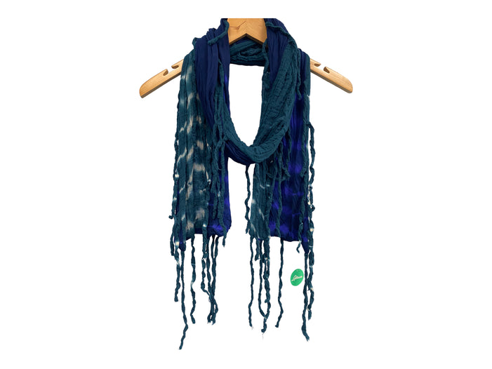 BLUE Scarf wrap Boho hippy ELECTRIC petrol tye dye tassel Gift