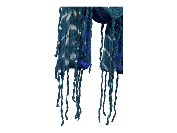 BLUE Scarf wrap Boho hippy ELECTRIC petrol tye dye tassel Gift