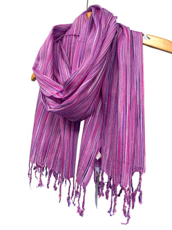 PRETTY PINK PURPLE striped HLA of LONDON scarf wrap pashmina gift present