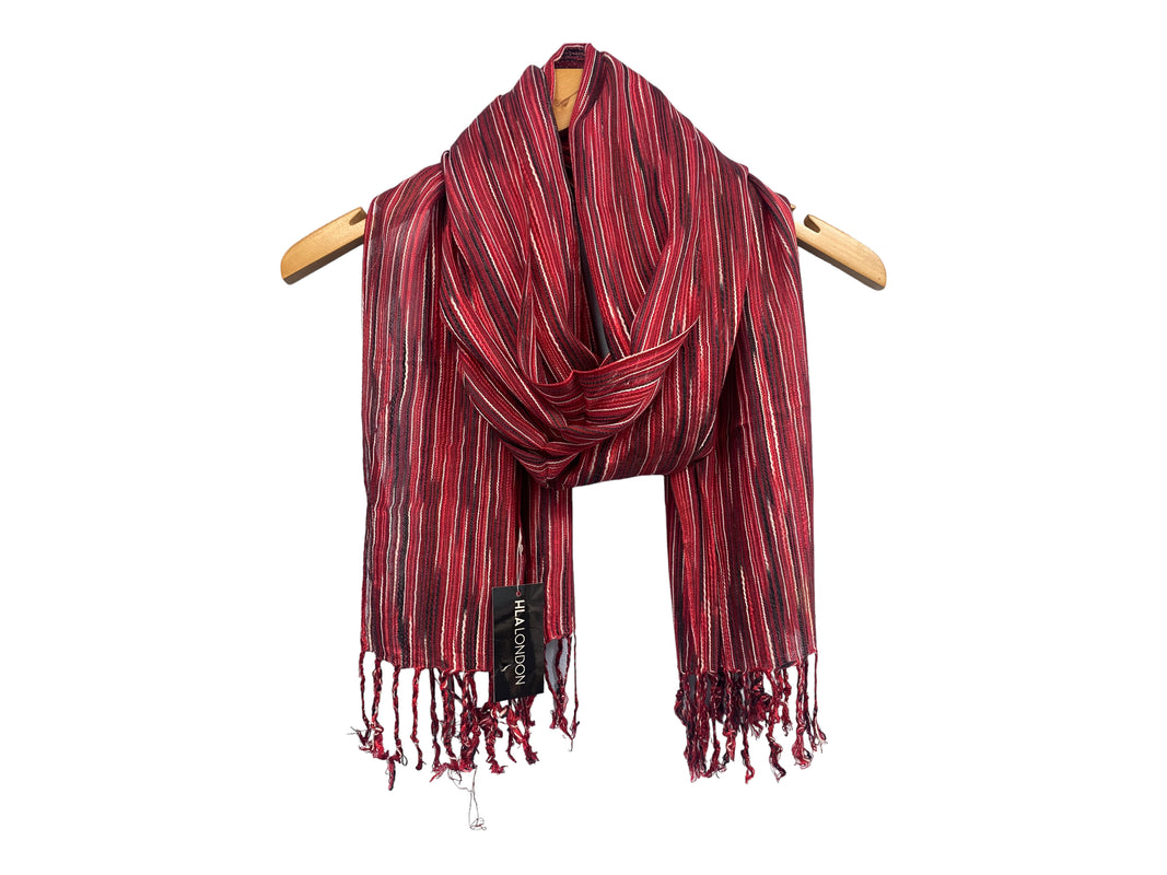 PRETTY RED WHITE tassel striped HLA of LONDON scarf wrap pashmina gift present