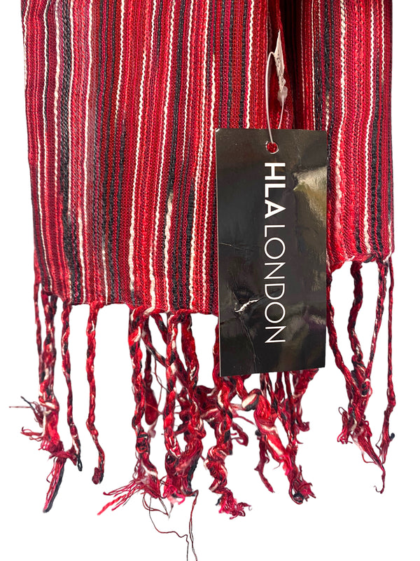 PRETTY RED WHITE tassel striped HLA of LONDON scarf wrap pashmina gift present