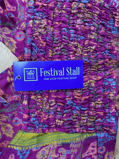 Festival Stall LTD Boho festival Clothing Pretty Blue SILK Crop Top sexy Boho Hippy Festival summer sun vest UK 8 10 12