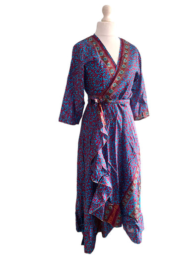 Festival Stall LTD Boho festival Clothing Long Wrap Dress pretty summer Boho hippy Festival maxi Sari - Silk UK 8 10 12 14