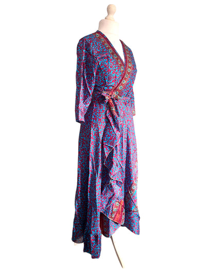 Festival Stall LTD Boho festival Clothing Long Wrap Dress pretty summer Boho hippy Festival maxi Sari - Silk UK 8 10 12 14