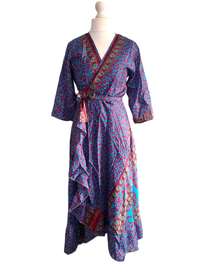 Festival Stall LTD Boho festival Clothing Long Wrap Dress pretty summer Boho hippy Festival maxi Sari - Silk UK 8 10 12 14