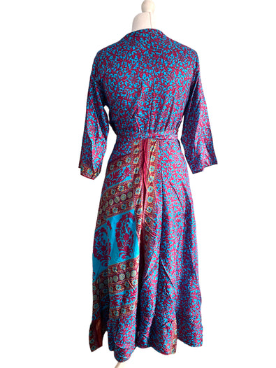 Festival Stall LTD Boho festival Clothing Long Wrap Dress pretty summer Boho hippy Festival maxi Sari - Silk UK 8 10 12 14