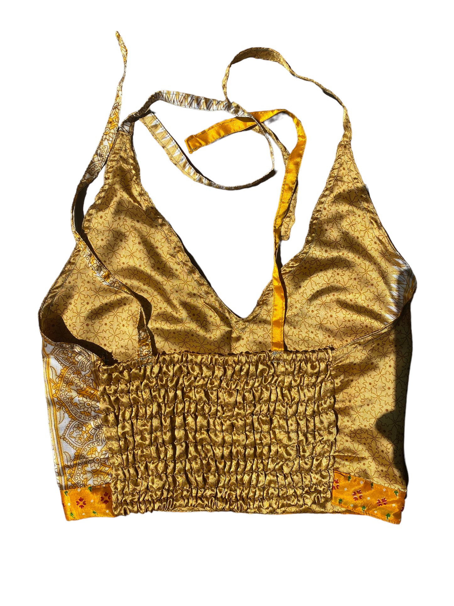 Pretty GOLD PURPLE Crop Top sexy Boho Hippy Festival summer sun vest UK 8 10 12