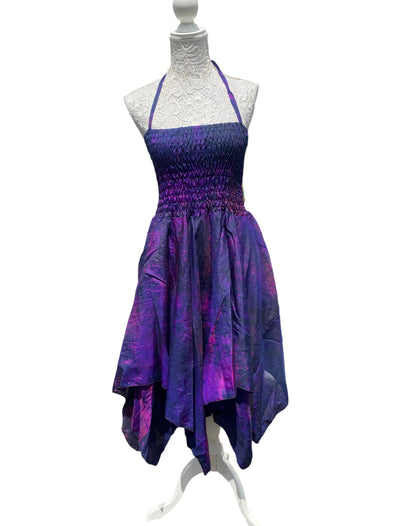 Festival summer sun Dress Sexy Boho Pixie SILK goth PURPLE Hippy party UK 8-14