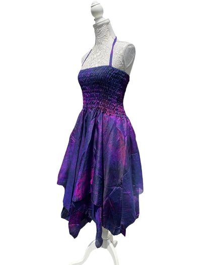 Festival summer sun Dress Sexy Boho Pixie SILK goth PURPLE Hippy party UK 8-14