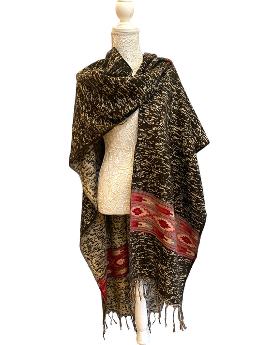 Shawl throw cape wrap wool blanket warm Nepalese yoga festival hippie boho