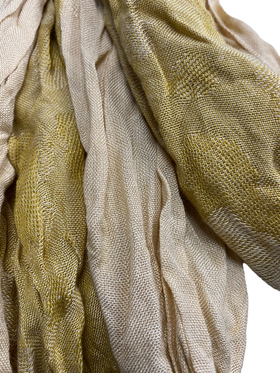 GOLD dip dye Scarf wrap, crinkle cotton,  Boho hippy goth, long tassel LETTUCE OF LONDON gift idea