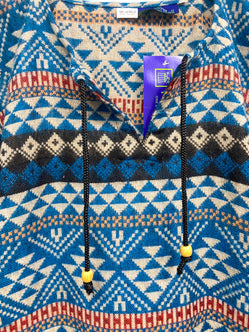 TUNIC Boho hippie JUMPER PULLOVER SWEATER  BLUE winter warm tassel top UK 8 - 14