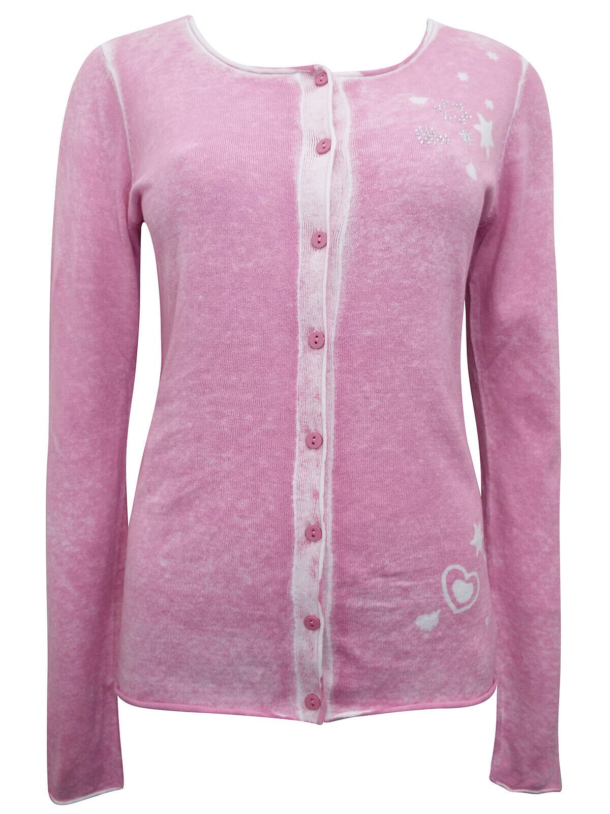 Festival Stall LTD Boho festival Clothing Pink cotton feminine Cardigan, Boho Hippy soft warm hearts & diamonte UK 10 12