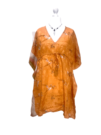 Festival Stall LTD Boho festival Clothing SHORT DRESS Boho hippy VINTAGE Sari Silk Beach Tunic Kaftan Top Cover Up UK 8 - 18