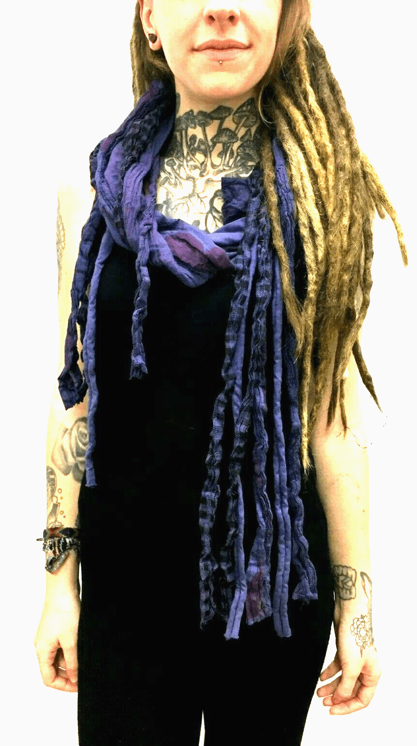 Festival Stall LTD Boho festival Clothing Scarf wrap pashmina shawl Boho hippy emo goth festival DREADLOCK PURPLE gift