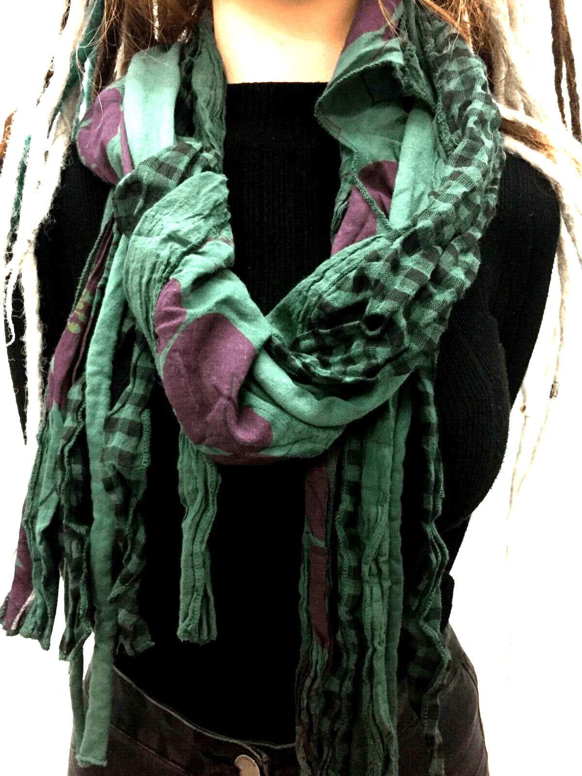 Festival Stall LTD Boho festival Clothing SCARF Boho hippy emo goth festival DREADLOCK green wrap pashmina shawl gift