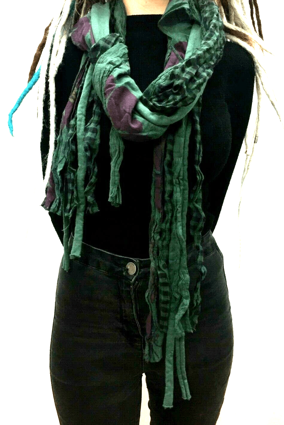 Festival Stall LTD Boho festival Clothing SCARF Boho hippy emo goth festival DREADLOCK green wrap pashmina shawl gift