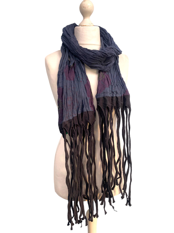 GREY wrap SCARF, tassel funky Boho Hippy Dreadlock Festival style present gift