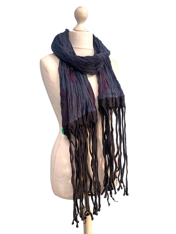 GREY wrap SCARF, tassel funky Boho Hippy Dreadlock Festival style present gift