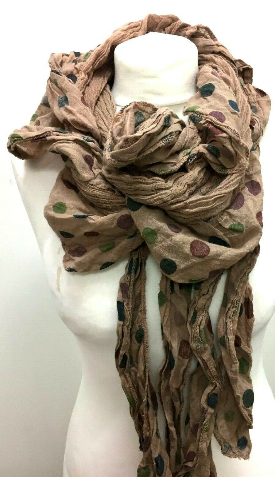 Festival Stall LTD Boho festival Clothing SCARF Boho hippy POLKA DOT goth pixie fairy BEIGE tassel festival LETTUCE Funky