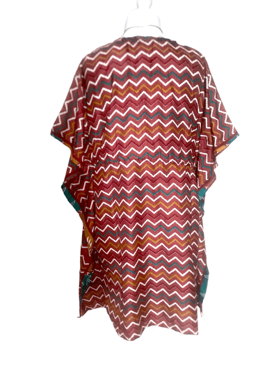 Festival Stall LTD Boho festival Clothing Kaftan Tunic Top short dress BROWN Boho hippy festival vintage Sari Silk UK 8 - 18