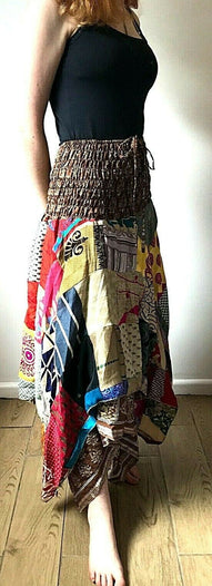 Festival Stall LTD Boho festival Clothing Patchwork Skirt Dress Boho Hippie Festival pixie gypsy long Stretch sun ONE SIZE