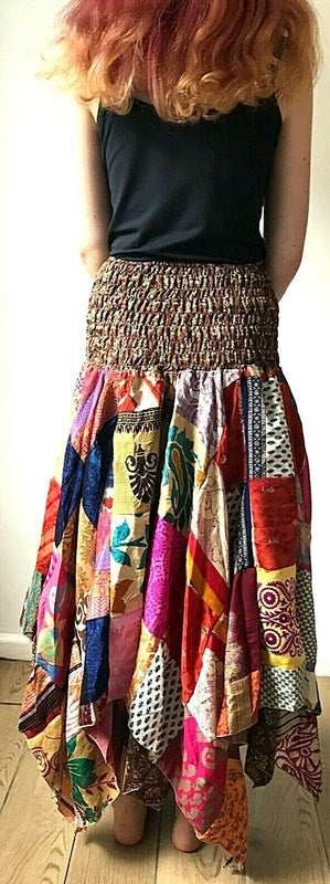 Festival Stall LTD Boho festival Clothing Patchwork Skirt Dress Boho Hippie Festival pixie gypsy long Stretch sun ONE SIZE