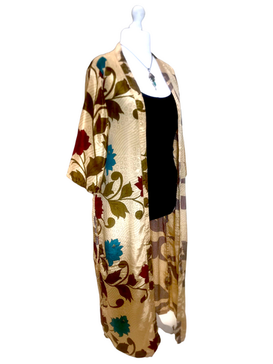 Boho hippy festival, silk beach summer cover up kimono robe dress uk 10 12 14 16