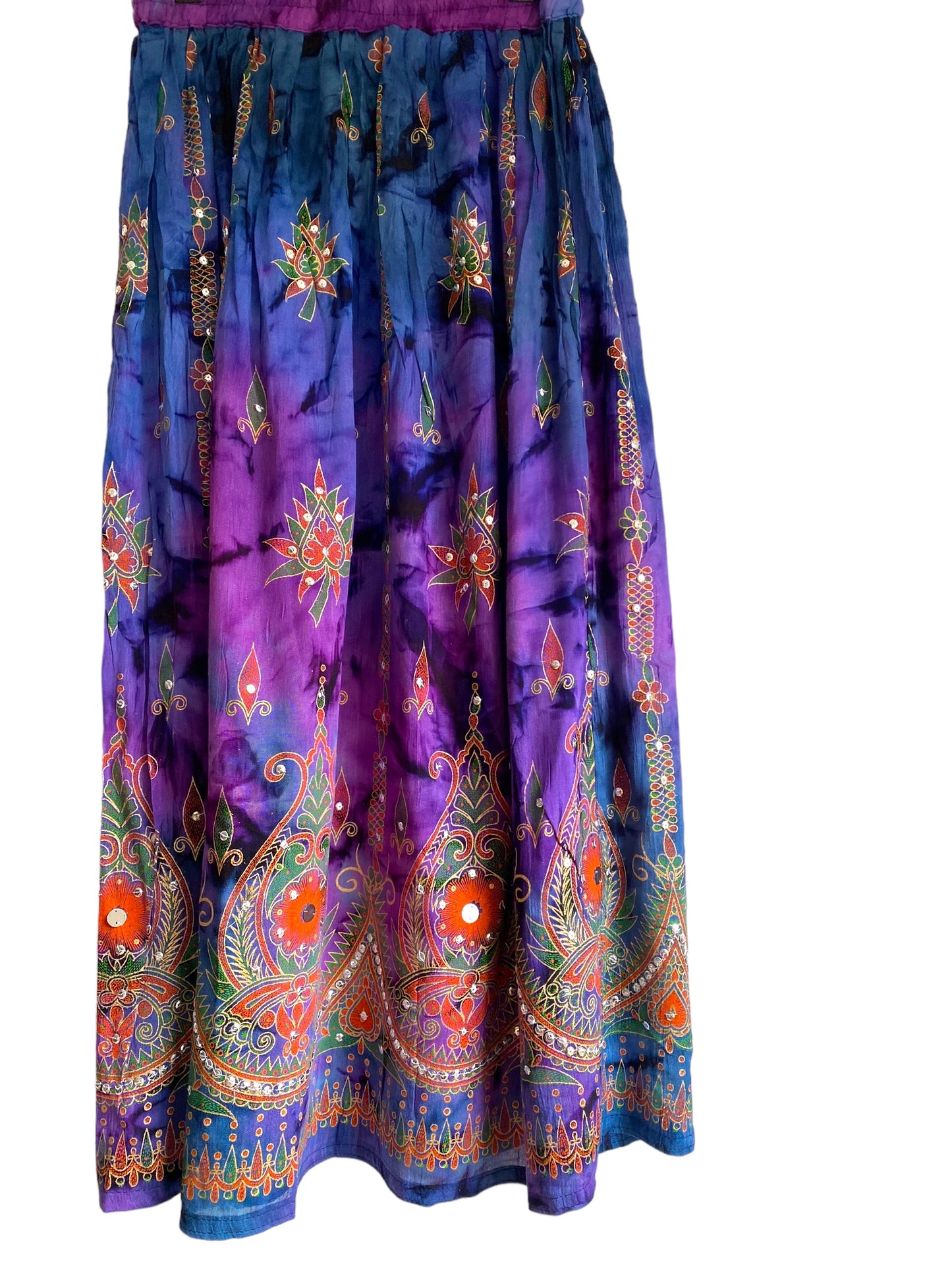 Stargazer Long Skirt, PURPLE & BLUE, Tie Dye, Festival Boho Hippie Maxi style 8 10 12 14