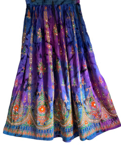 Stargazer Long Skirt, PURPLE & BLUE, Tie Dye, Festival Boho Hippie Maxi style 8 10 12 14