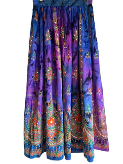 Stargazer Long Skirt, PURPLE & BLUE, Tie Dye, Festival Boho Hippie Maxi style 8 10 12 14