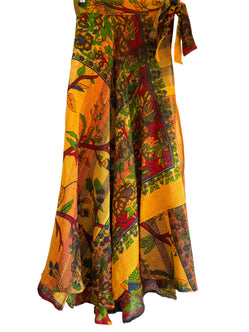 Tree of Life Wrap Skirt, ORANGE & GREEN, Boho, Hippy, Festival summer cotton Maxi Long Retro UK 8 10 12 14