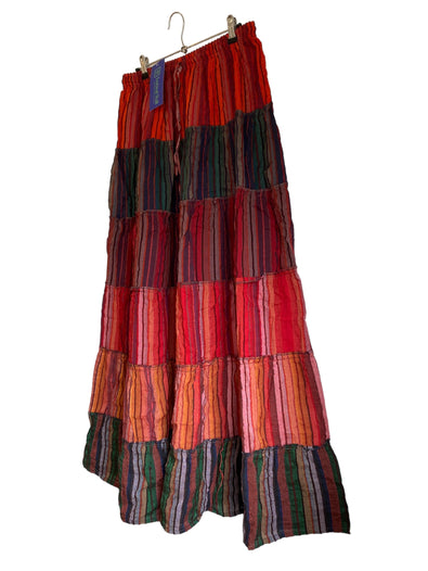 Boho Long skirt, RED, PINK, GREEN, summer layered Festival Hippie Maxi style UK 8 10 12 16