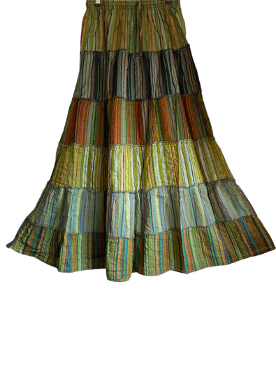 Boho Long skirt, Leaf GREEN, pagan earth summer layered Festival Hippie Maxi style UK 8 10 12 16