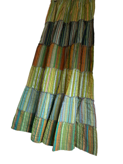 Boho Long skirt, Leaf GREEN, pagan earth summer layered Festival Hippie Maxi style UK 8 10 12 16