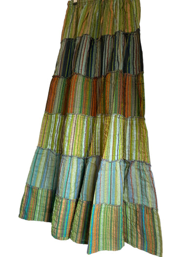 Boho Long skirt, Leaf GREEN, pagan earth summer layered Festival Hippie Maxi style UK 8 10 12 16