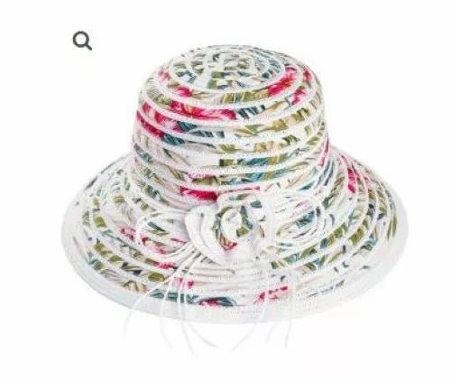 Festival Stall LTD Boho festival Clothing Summer sun Wide Brim fedora bucket hat, floral design in cotton 57cm adjustable