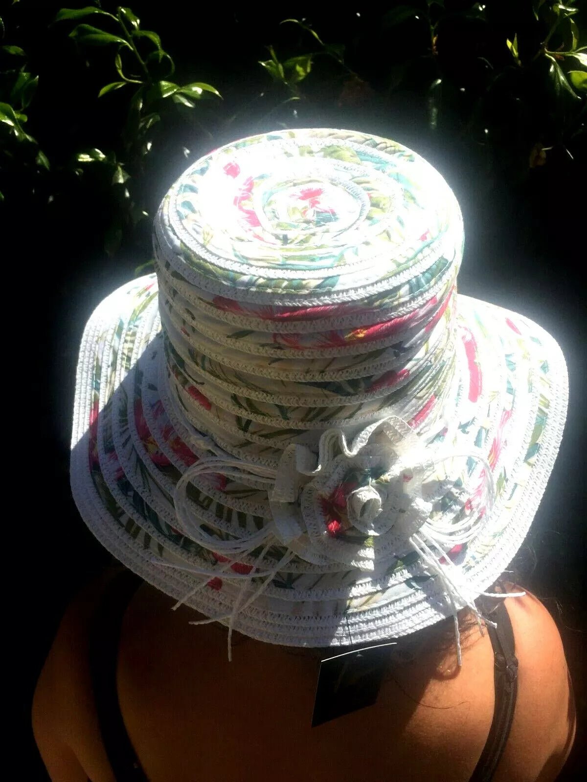 Festival Stall LTD Boho festival Clothing Summer sun Wide Brim fedora bucket hat, floral design in cotton 57cm adjustable