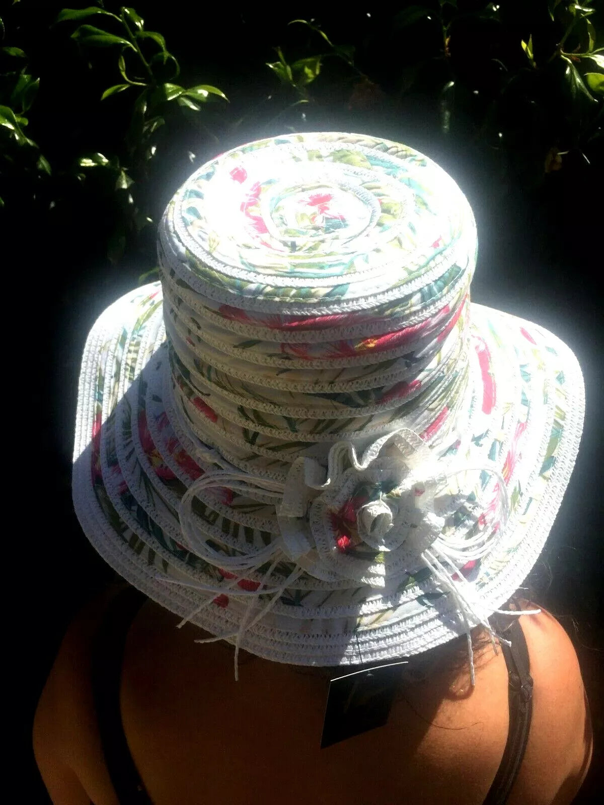 Summer sun Wide Brim fedora bucket hat, floral design in cotton 57cm adjustable