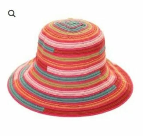 Festival Stall LTD Boho festival Clothing Pink striped summer sun beach holiday fedora hat cotton 57cm