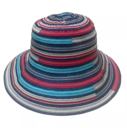 Festival Stall LTD Boho festival Clothing BLUE hippy striped summer sun beach holiday fedora hat cotton 57cm