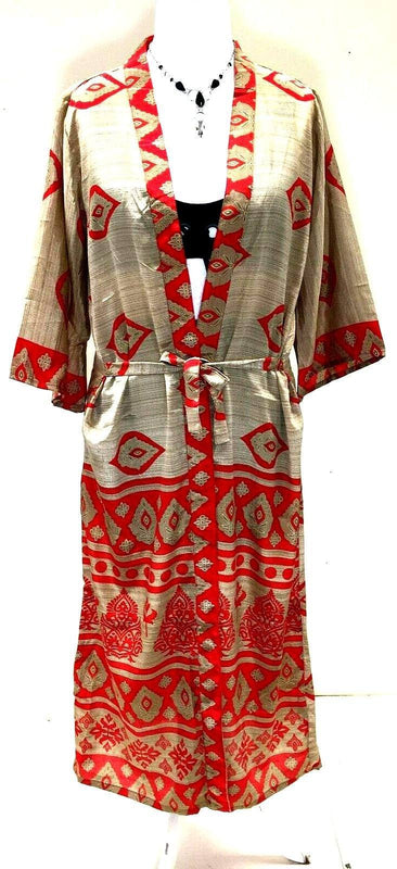 Boho Hippy Festival, Silk Beach Summer Cover Up Kimono robe dress UK 10 12 14 16