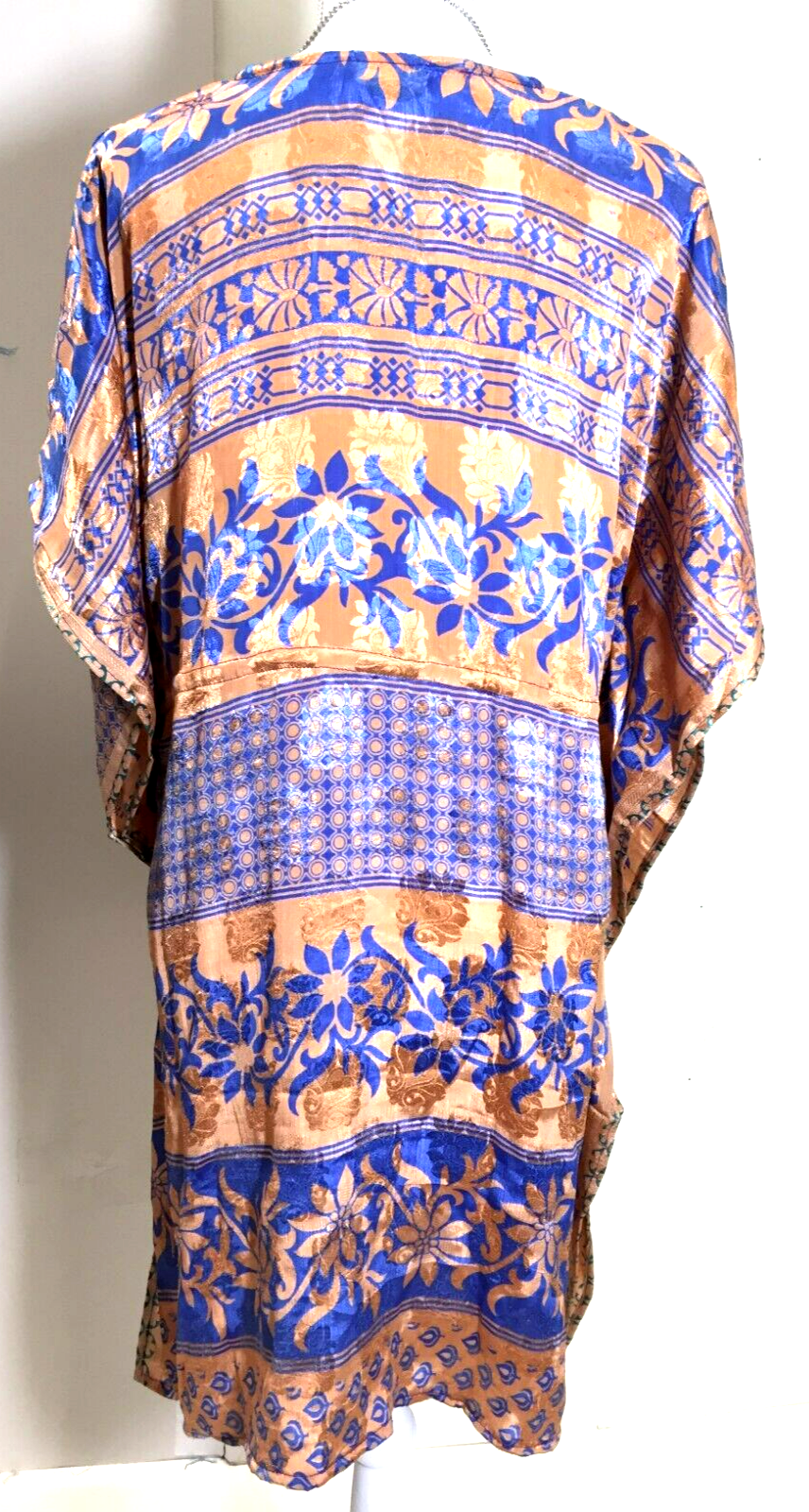 Tunic DRESS Top Blouse Kaftan Boho Hippy Festival Sari Silk Cover up UK 8 - 18